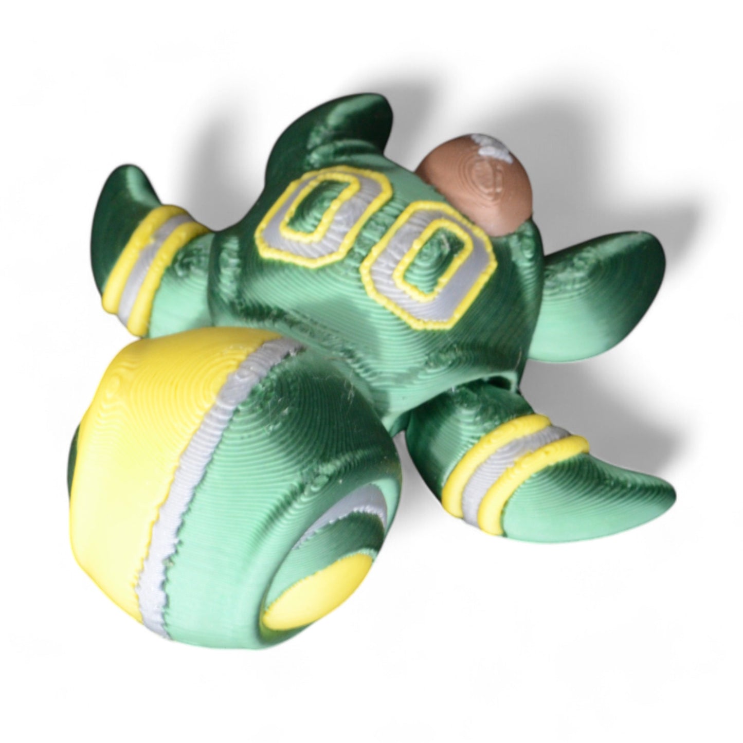 Green and Yellow Turtle with Football on Shell