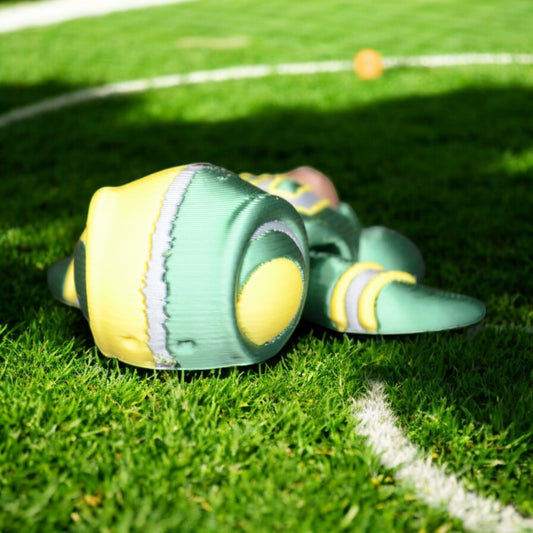 Green and Yellow Turtle with Football on Shell