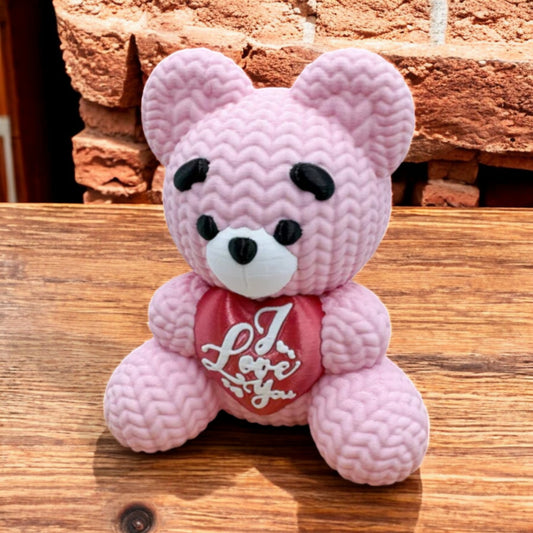 Valentine's Day Bear Gift 3D Printed Knit Texture